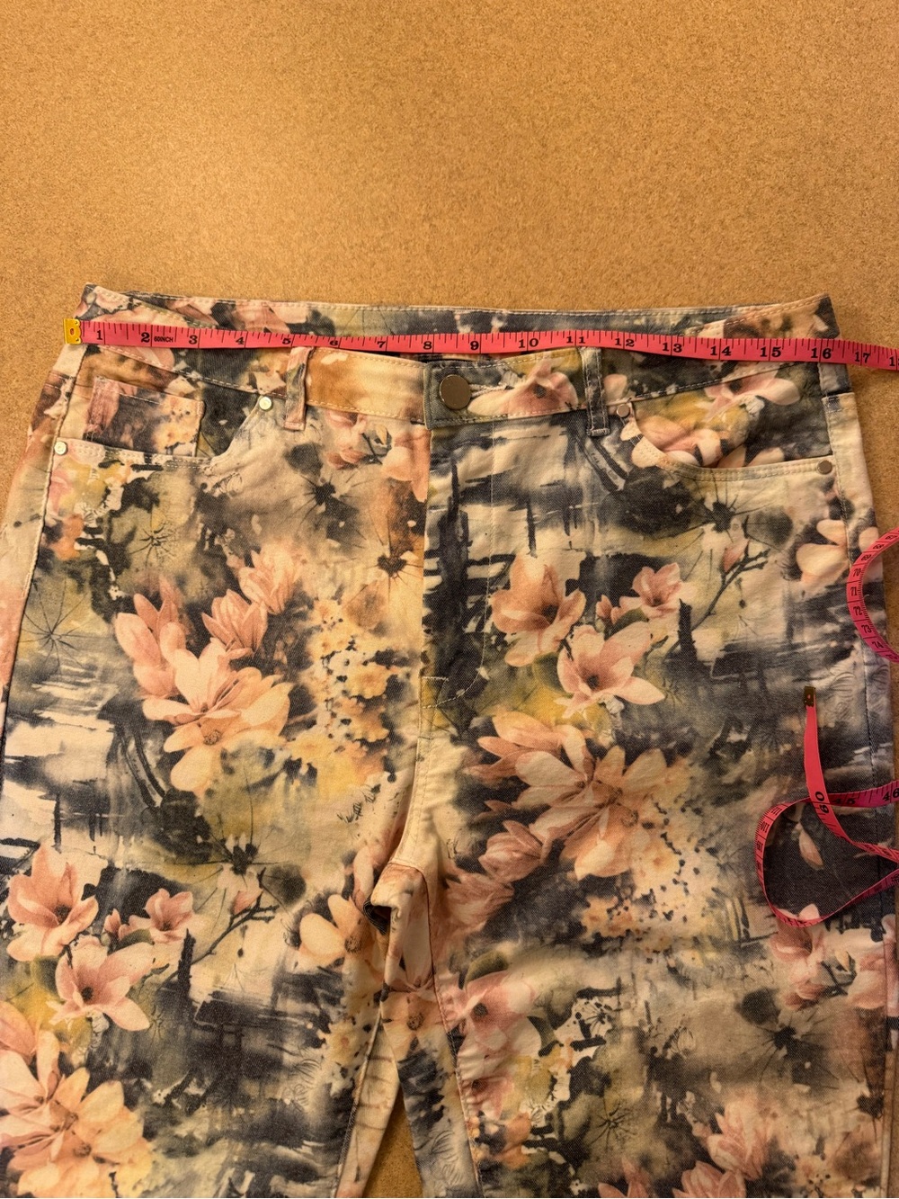 Coco + Carmen Blue Floral Trim Pants - Picture 3 of 5